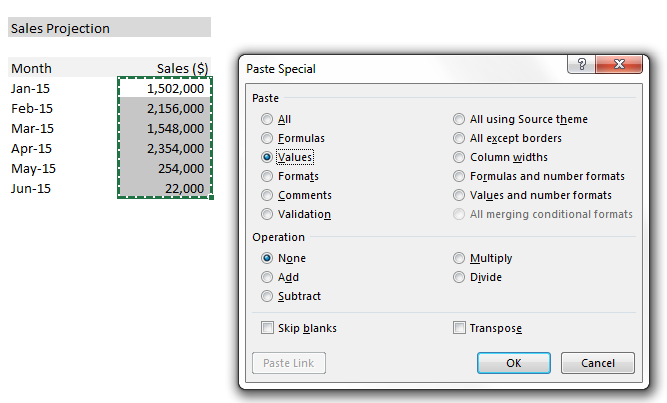 Replacing Links with Values in Excel